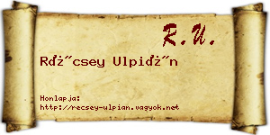 Récsey Ulpián névjegykártya